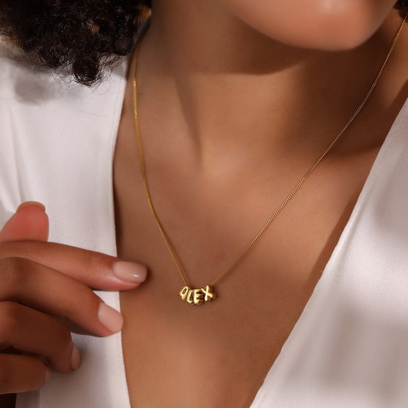 *Preorder: Bubble Letter Name Necklace*