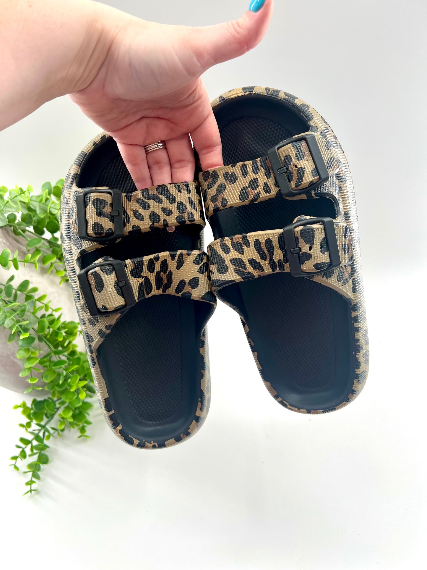 READY TO SHIP: Black Leopard Eva Slides