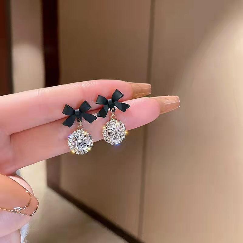 Sparkle Bow Drop Studs
