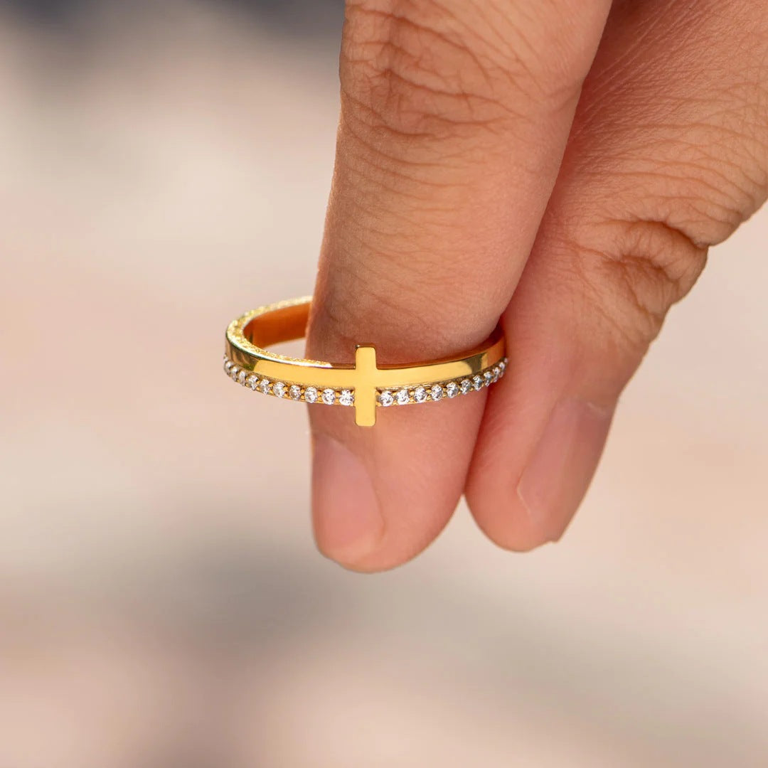 Sterling Cross Ring GOLD