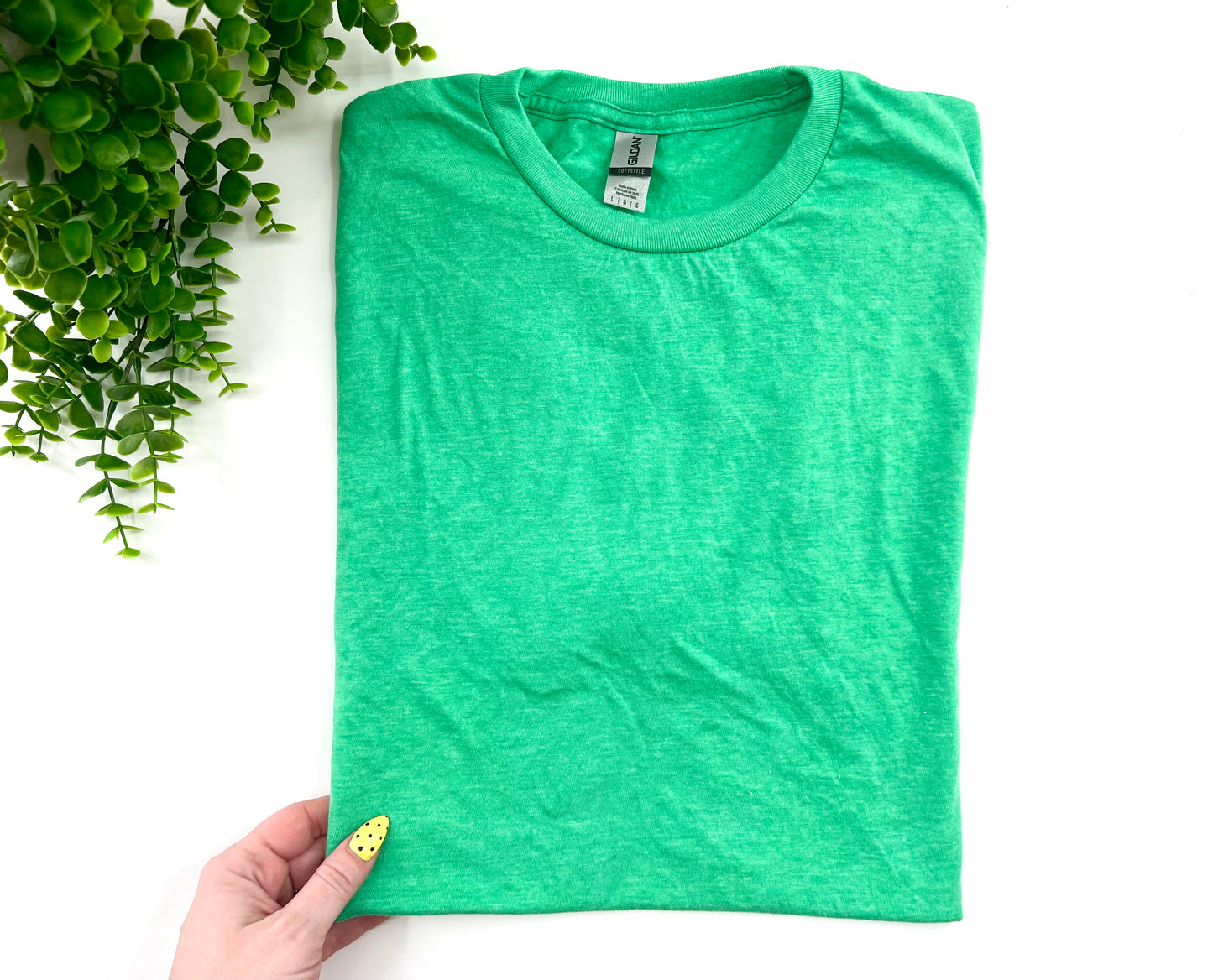 LARGE - Heather Irish Green Tshirt - Gildan Softstyle