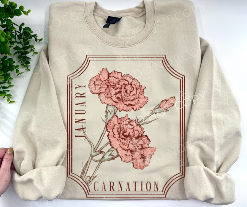 January Carnation Birth Flower - Custom