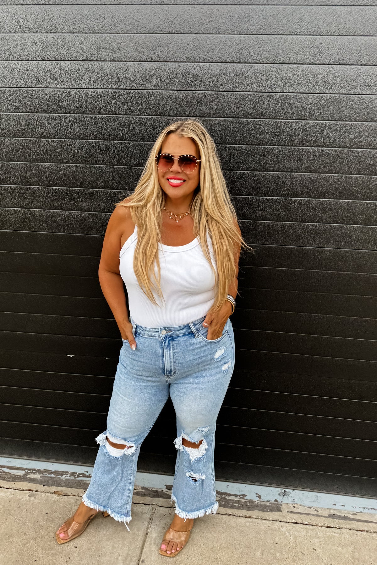 READY TO SHIP: 4X - Lucy Distressed Crop Jean
