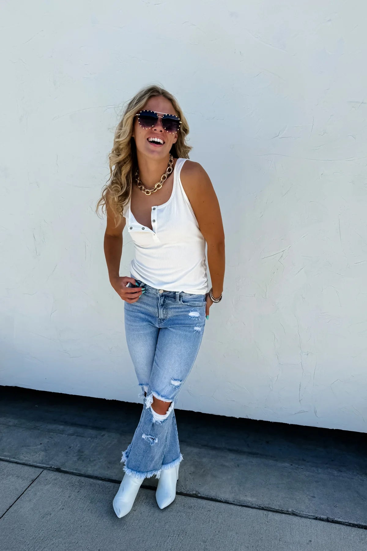 READY TO SHIP: 4X - Lucy Distressed Crop Jean