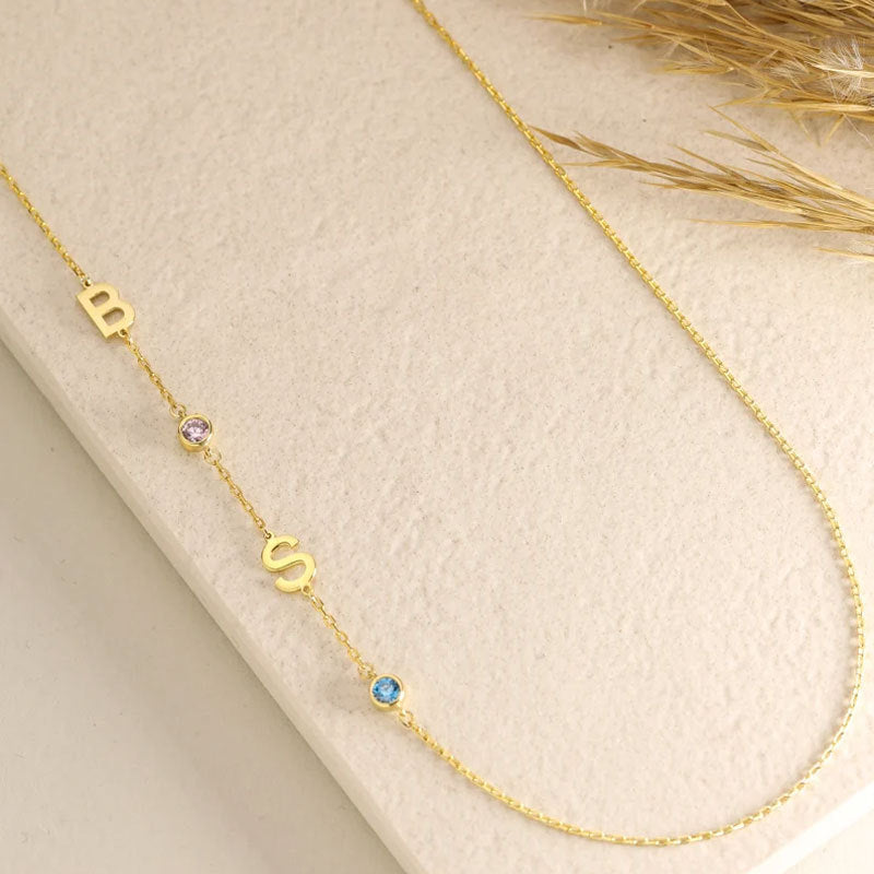 Preorder: Personalized Birthstone & Initial Necklace