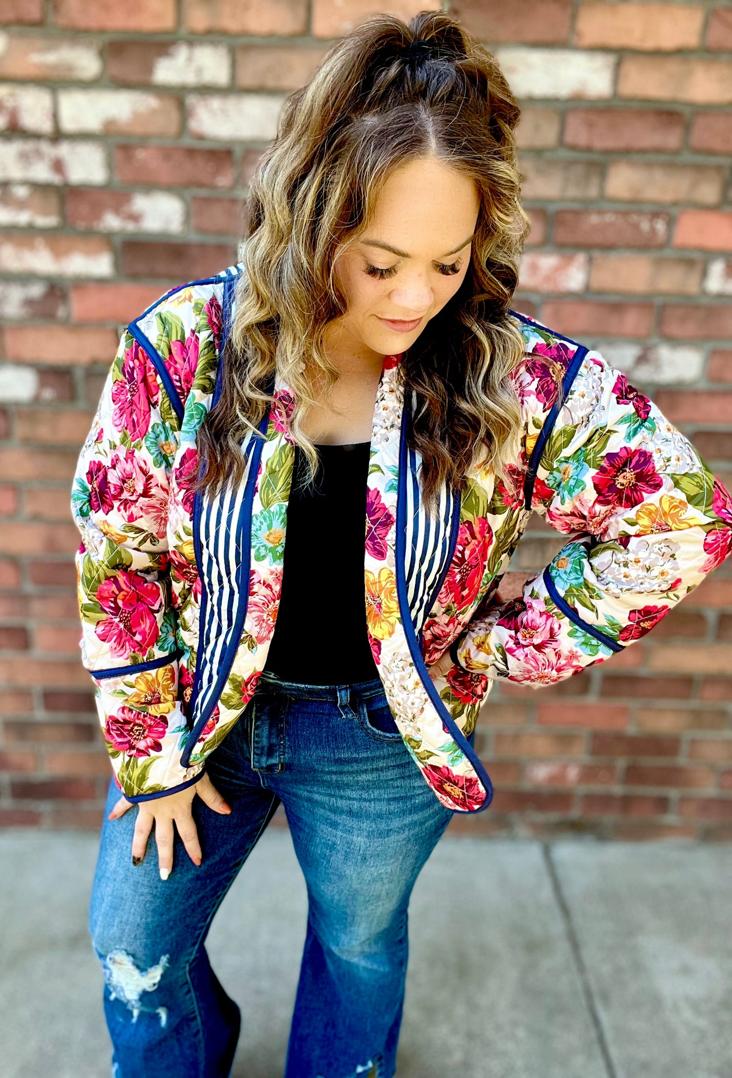 READY TO SHIP: L/XL - Mae Floral Quilted Jacket