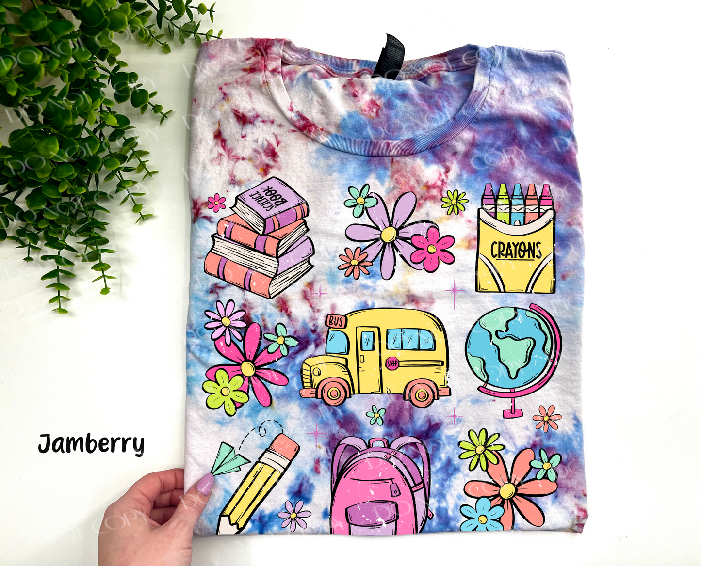 Girly School Collage **CUSTOM TITLES** - Jamberry Ice Dye TSHIRT - YOUTH & ADULTr