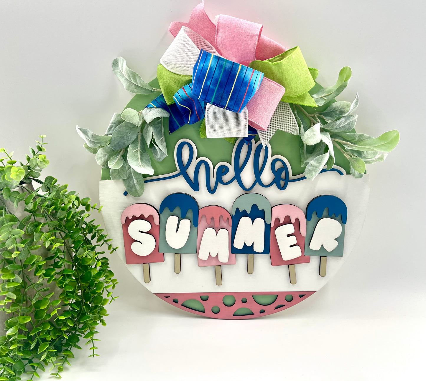 Hello Summer 3D Popsicles - 18” Door Hanger
