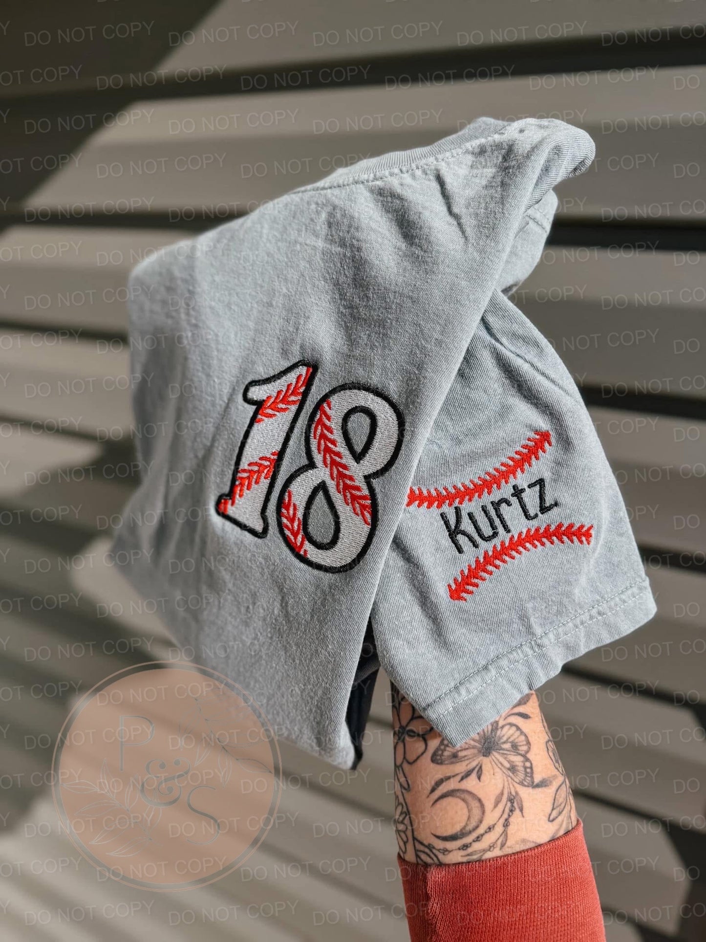 Embroidered Baseball/Softball Pocket Number and Sleeve Name - Comfort Colors