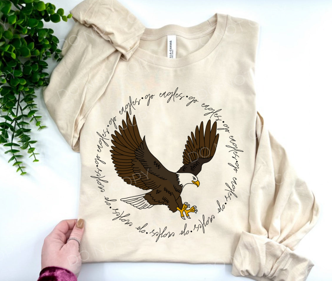 Go Eagles Round Cursive - Custom