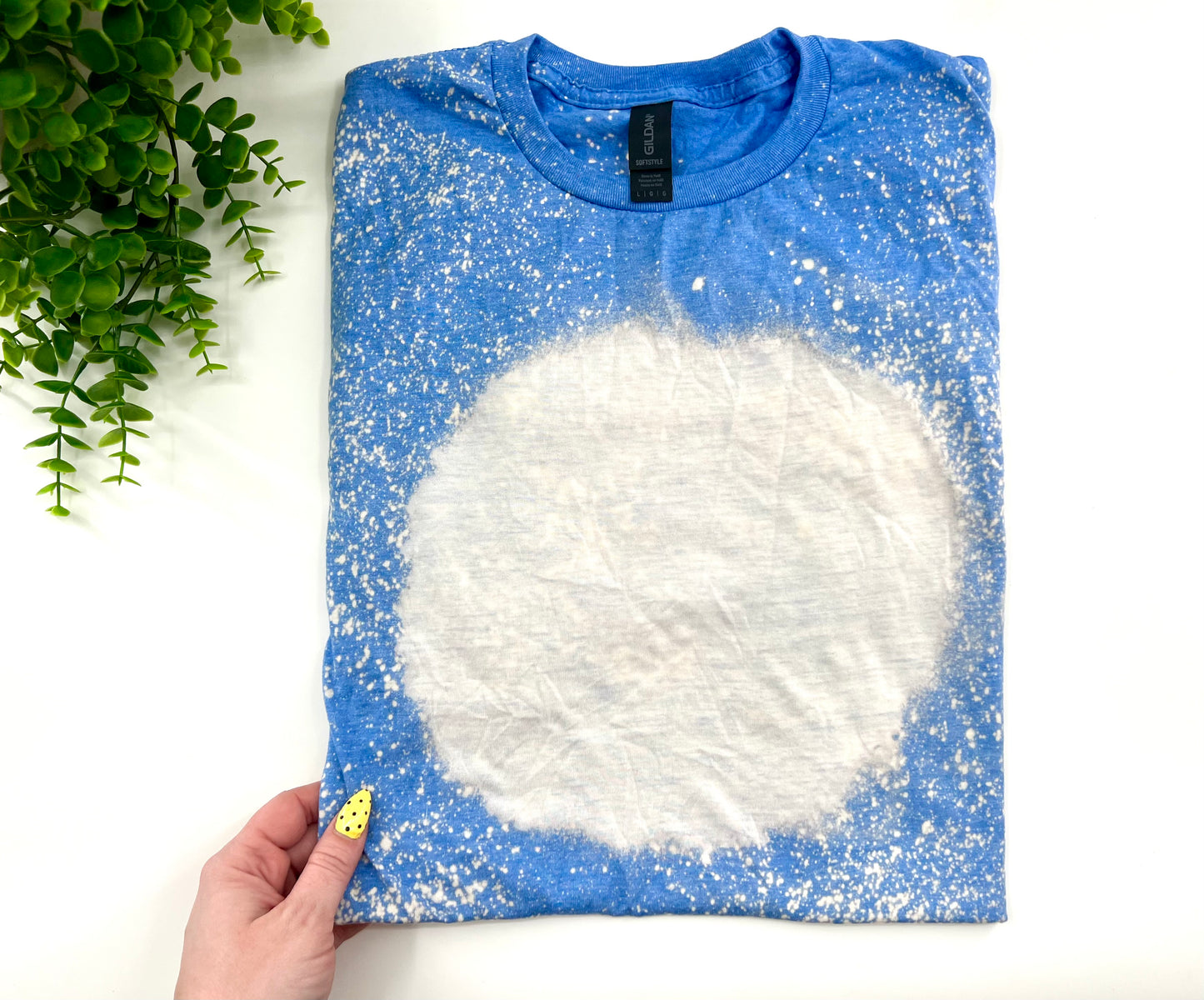 LARGE - Heather Royal Bleached Tshirt - Gildan Softstyle