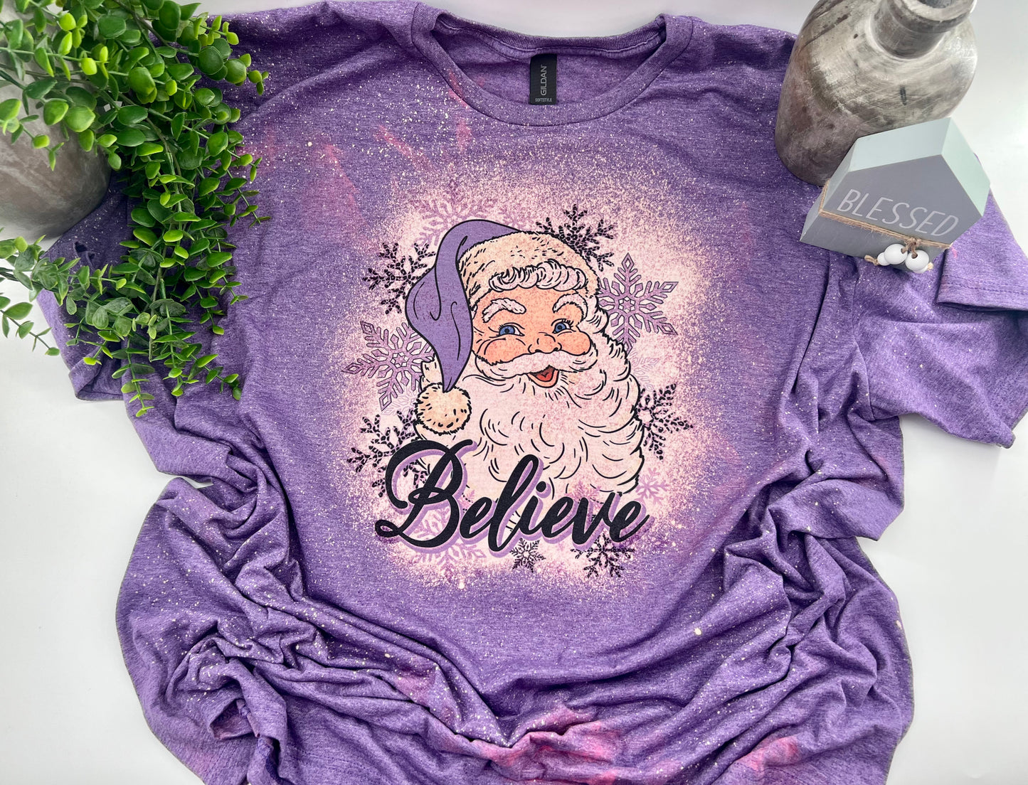 Believe Purple Santa - Bleached