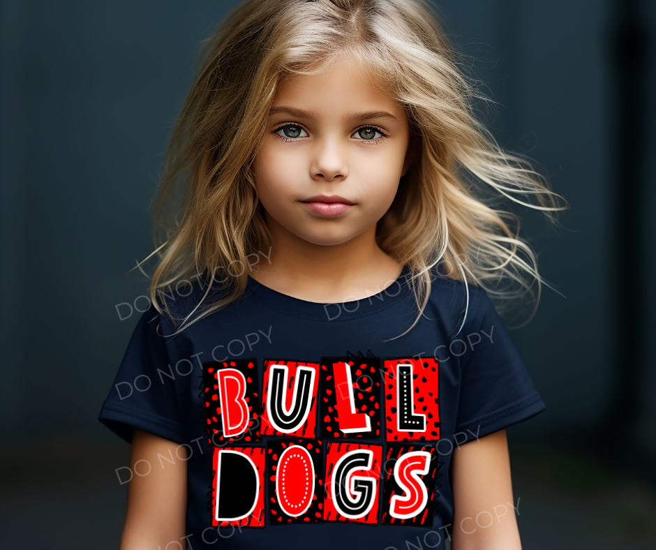 #152 - Bulldogs Red and Black - YOUTH - DIRECT TO FILM PRINT ONLY