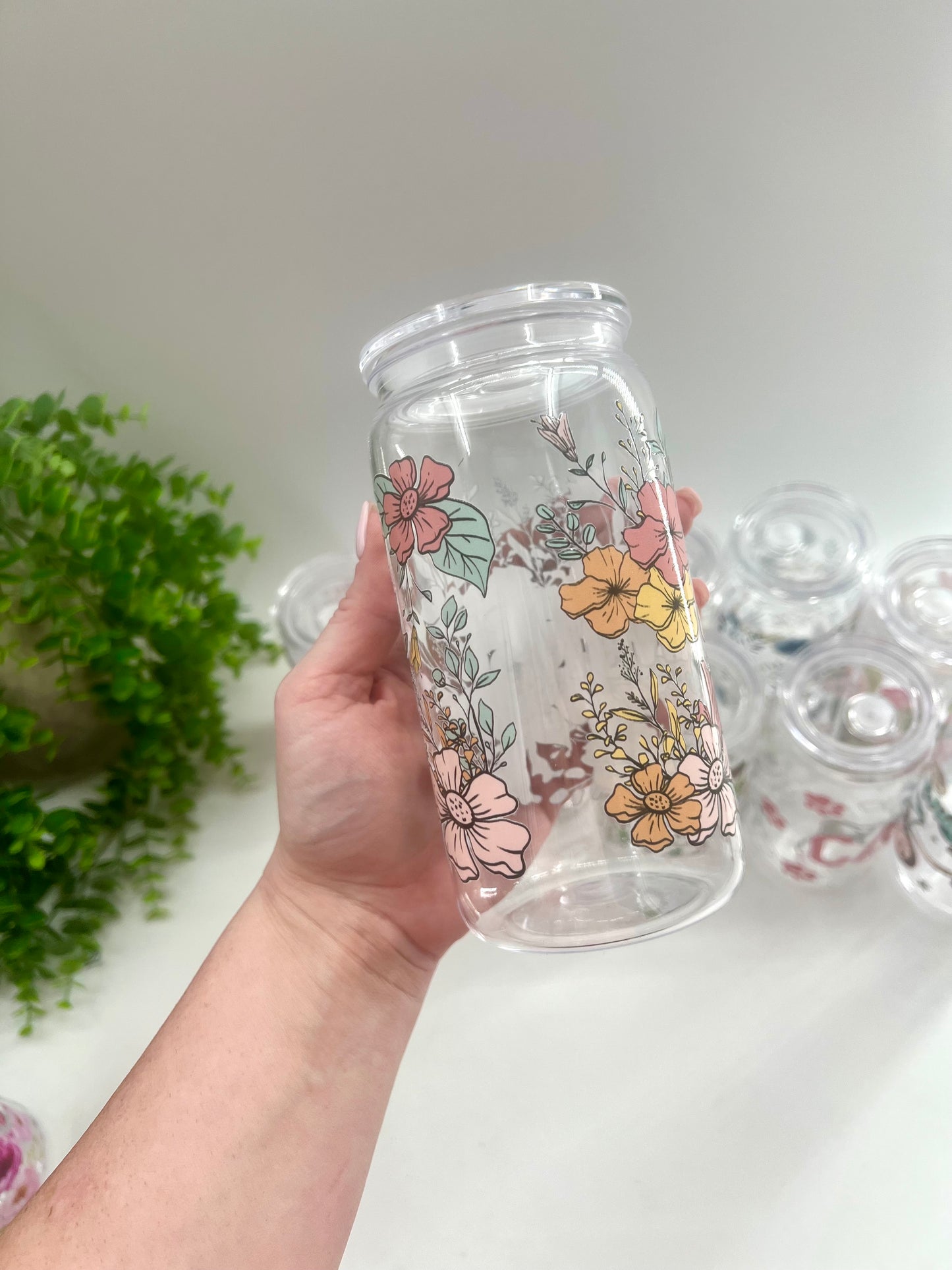 READY TO SHIP: Nurse Floral 12 oz Plastic Cup **comes with straw