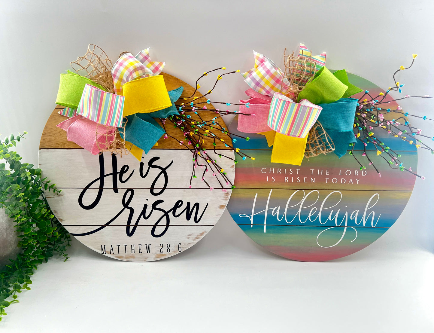 Hallelujah - 18” Faux Pallet Pastel Rainbow Door Hanger