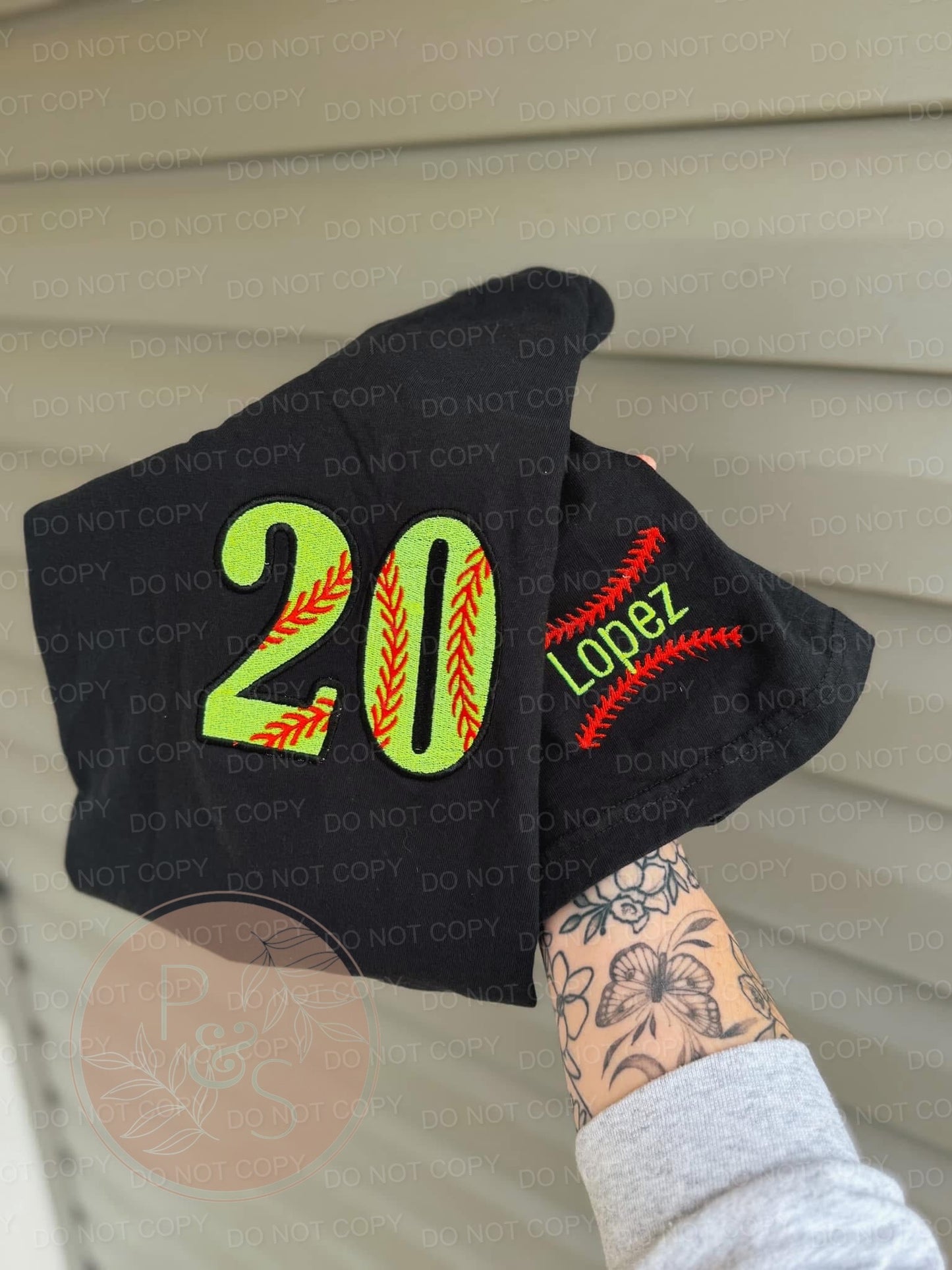 Embroidered Baseball/Softball Pocket Number and Sleeve Name - Comfort Colors