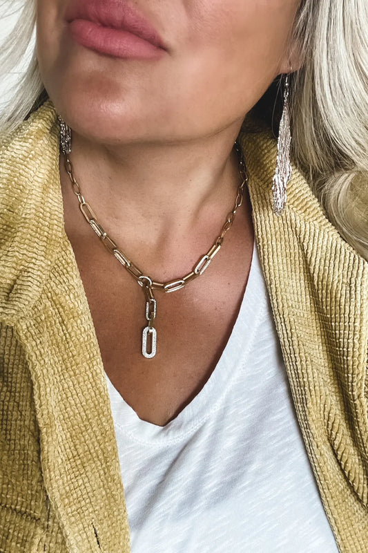 READY TO SHIP: Paperclip Lariat Drop Necklace