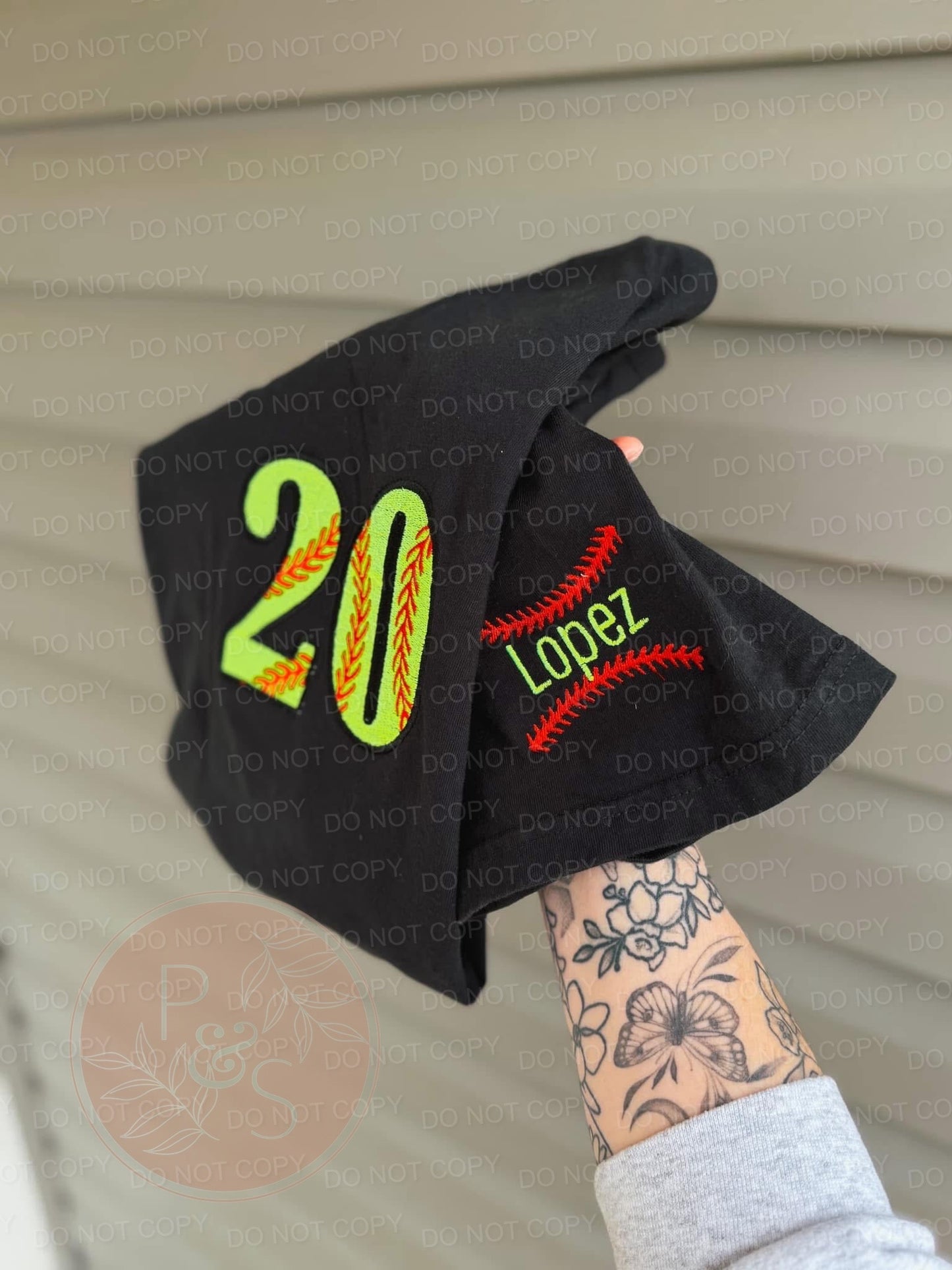 Embroidered Baseball/Softball Pocket Number and Sleeve Name - Comfort Colors