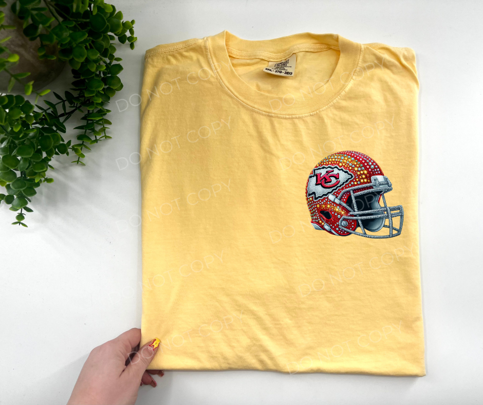 #23 - Faux Rhinestone KC Helmet - POCKET - DIRECT TO FILM PRINT ONLY (Copy)