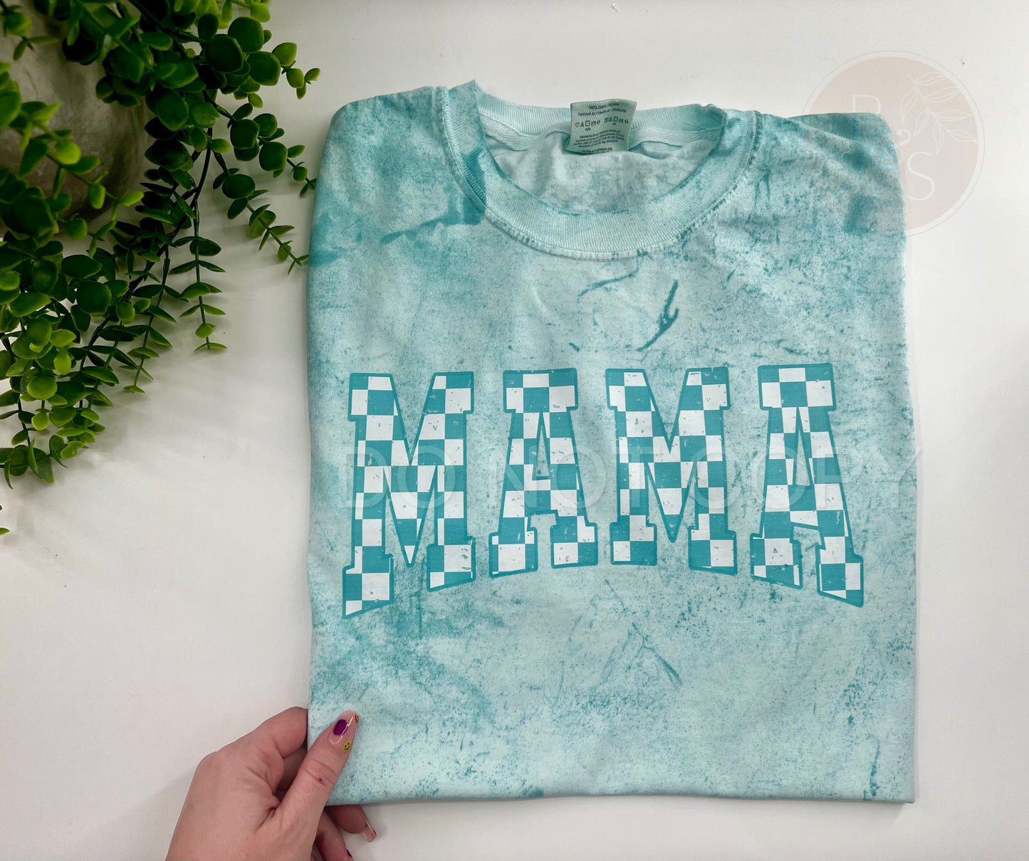Mama Teal Checkered - Custom