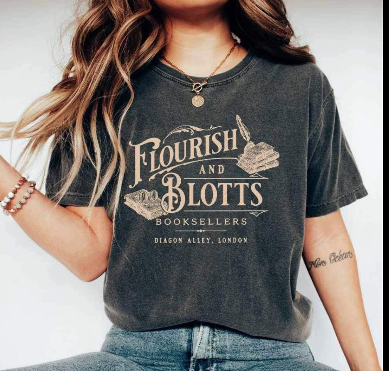 Small - Flourish And Blotts Acid Wash SWEATSHIRT