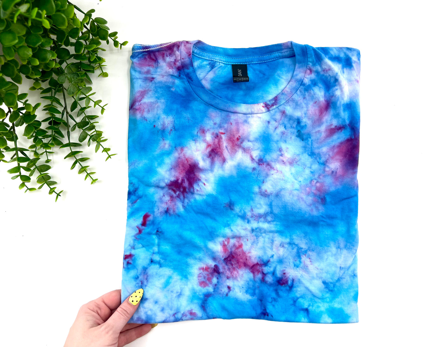 XL - Light Blue & Purple Ice Dyed Tshirt - Gildan