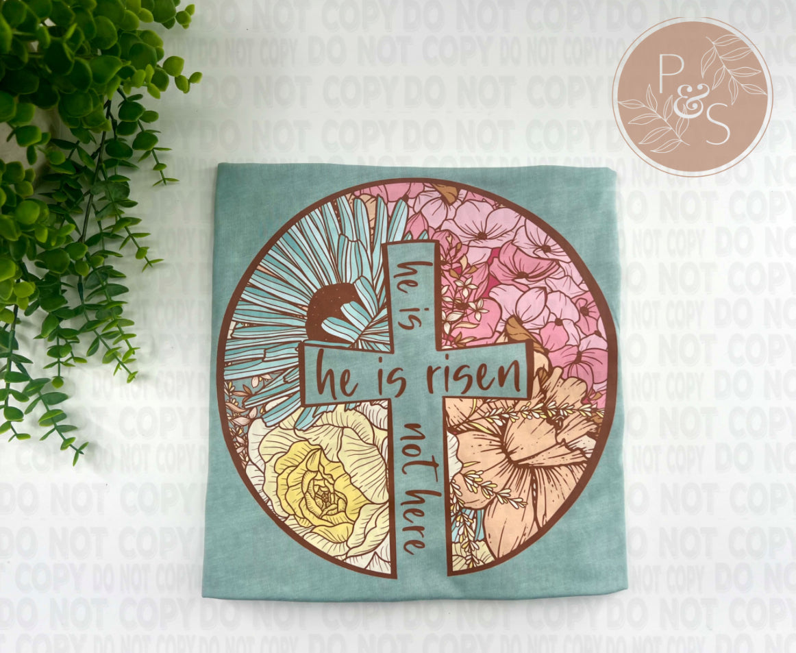 He Is Risen Circle Cross - Custom