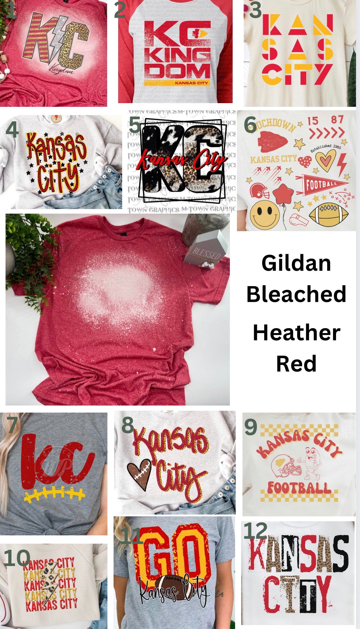 You Choose Football - SMALL & MEDIUM LEFT - Gildan Bleached Heather Red Tee