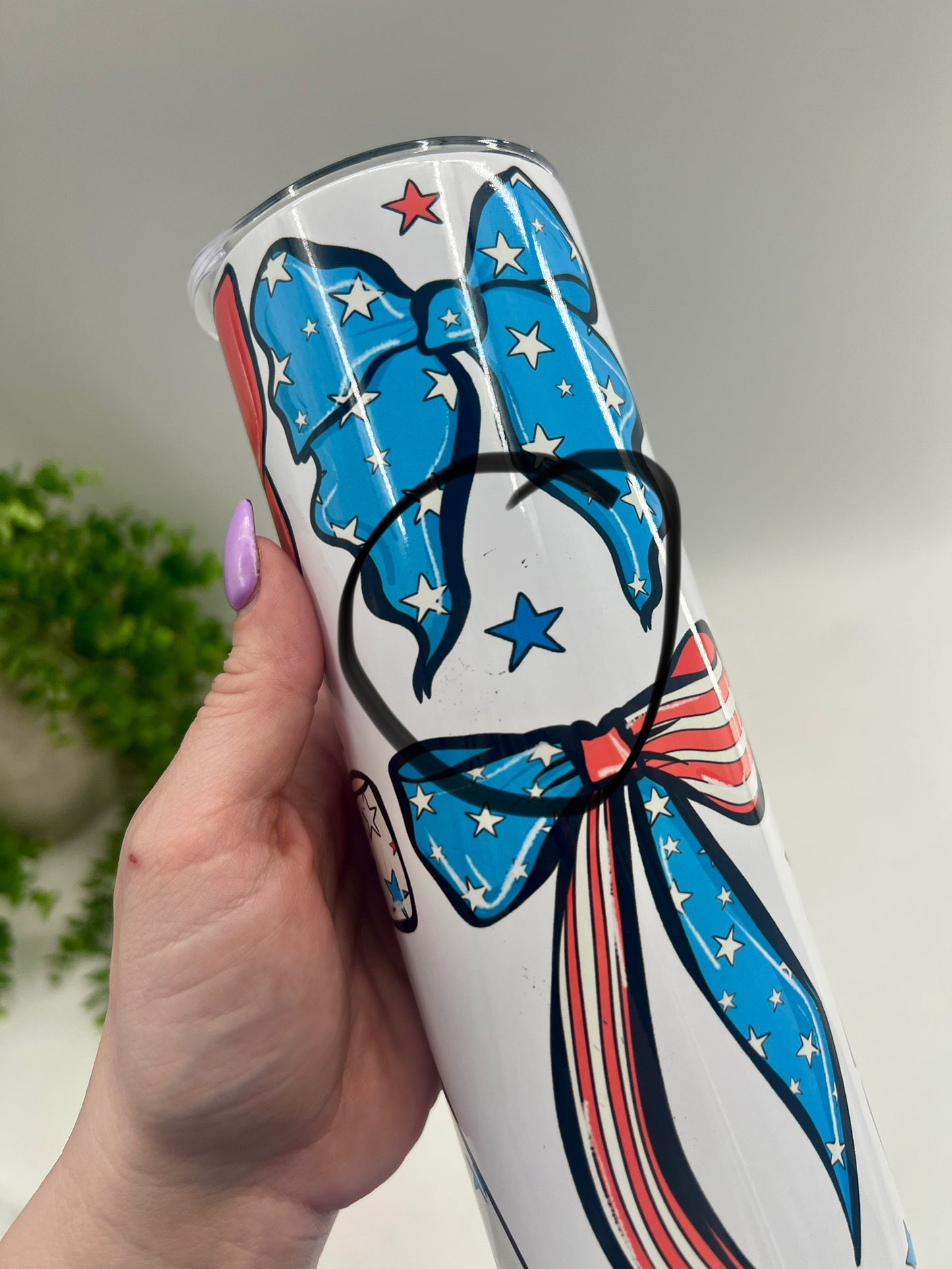 READY TO SHIP: Americana Coquette Tumbler 20 oz - MISPRINT BLACK SPOTS