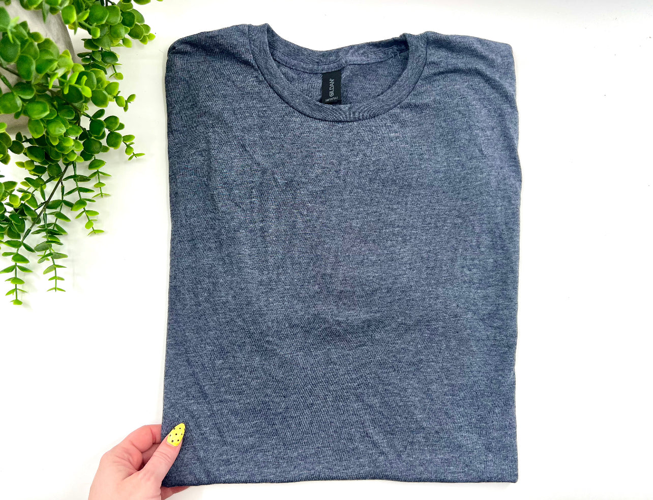 LARGE - Heather Navy - Gildan Softstyle