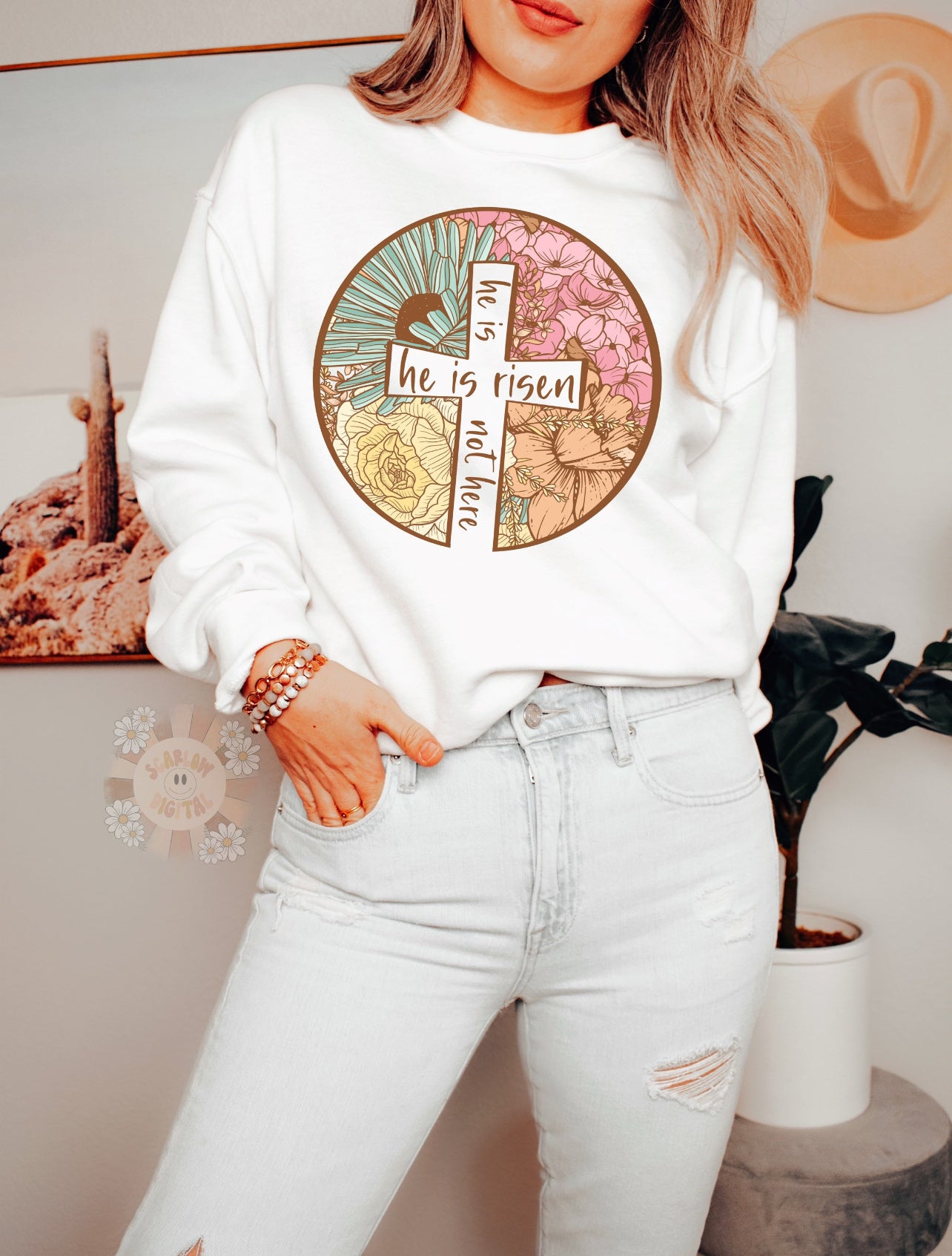 He Is Risen Circle Cross - Custom