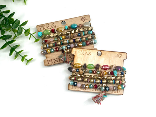 READY TO SHIP: Multi Color Stone and Crystal Bracelet Stack