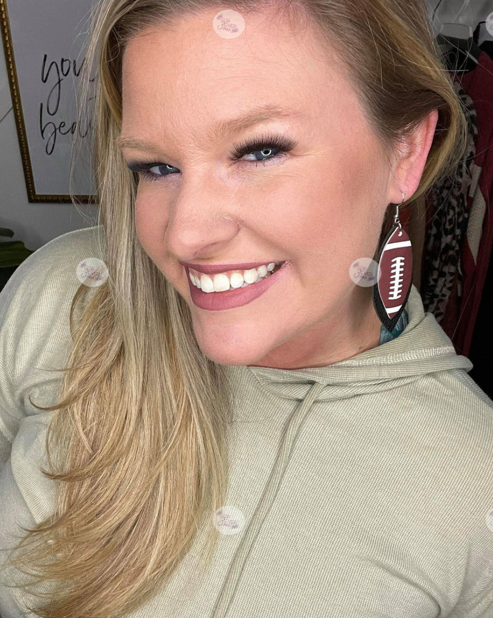 READY TO SHIP: Football Leather Earrings