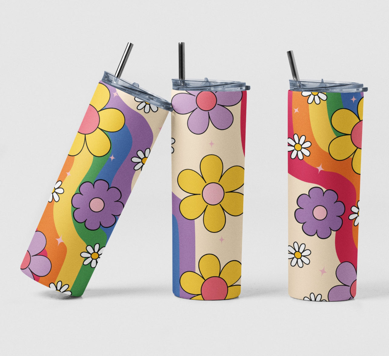 Groovy Flower Rainbow 20 oz Tumbler