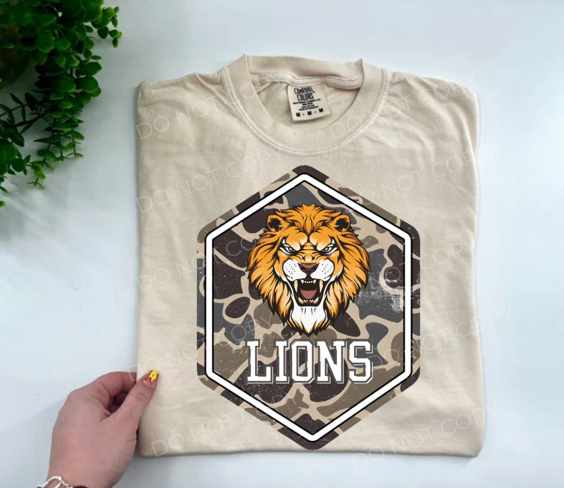 Lions Camo Mascot Patch - Custom