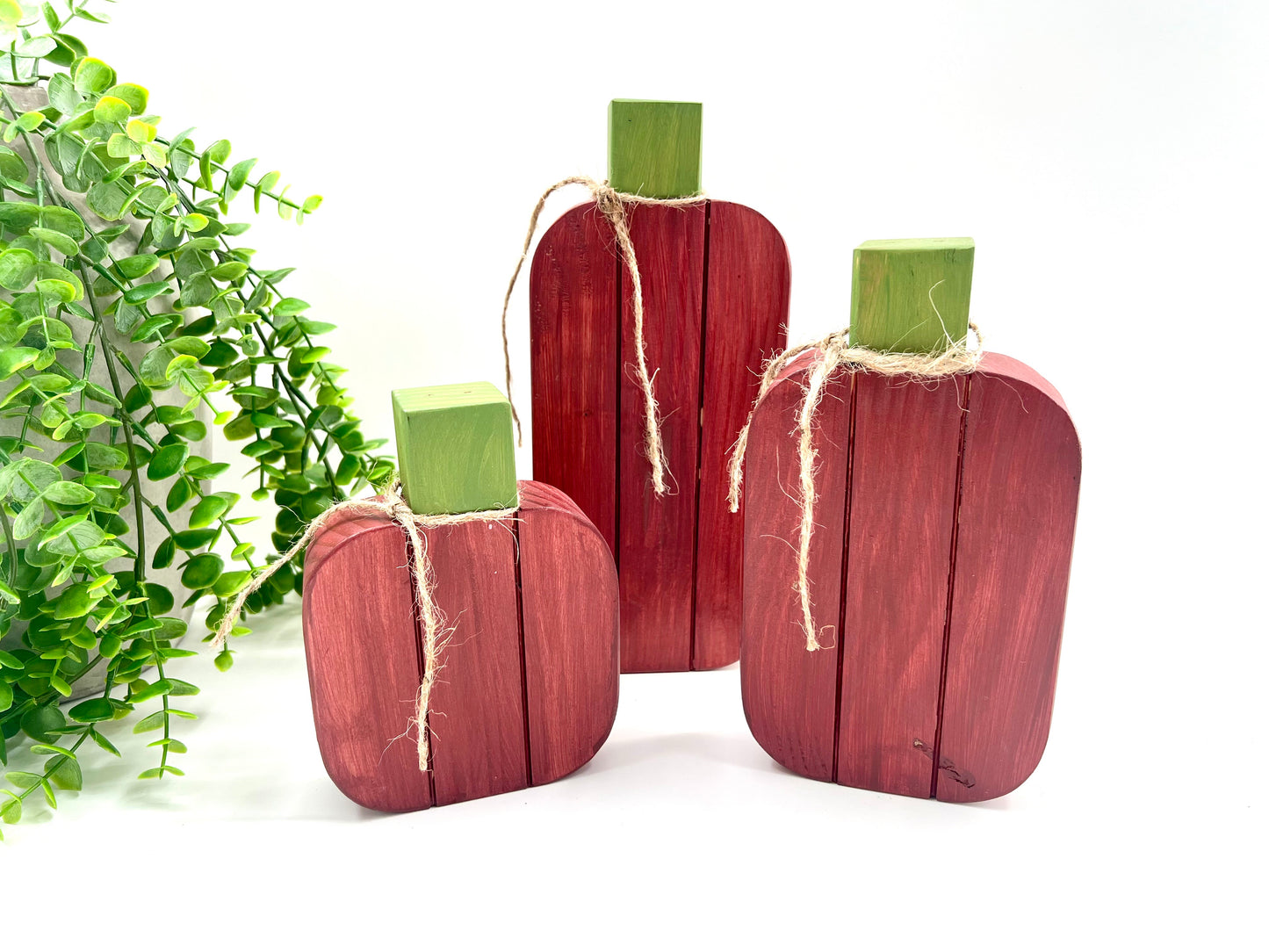 Wood Painted Pumpkins - Set Of 3