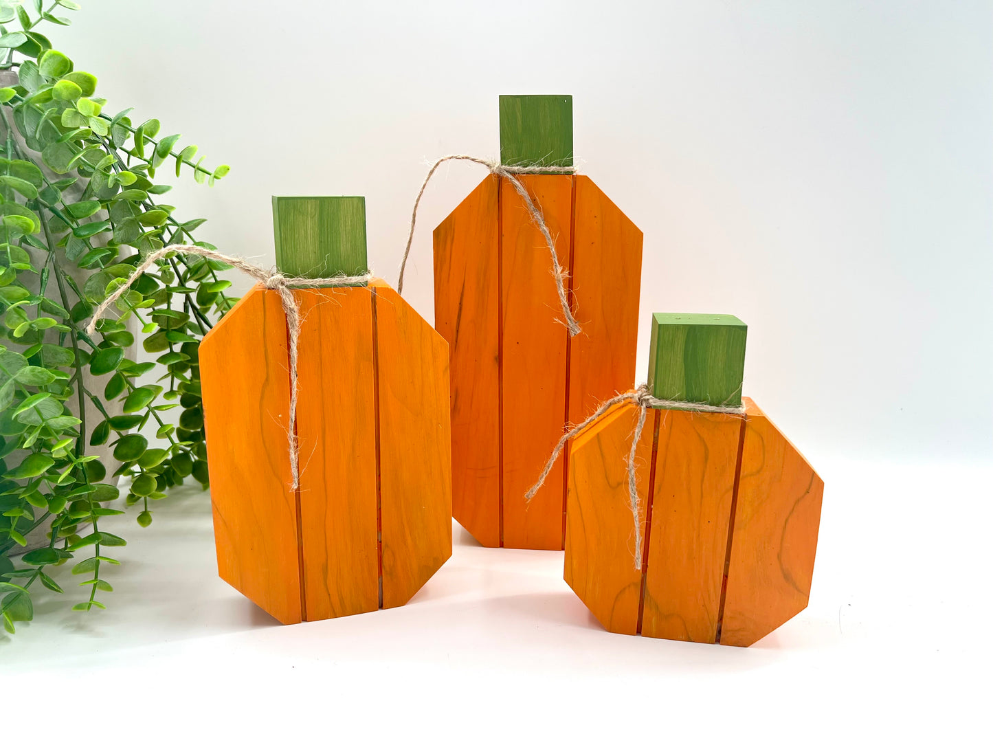 Wood Painted Pumpkins - Set Of 3