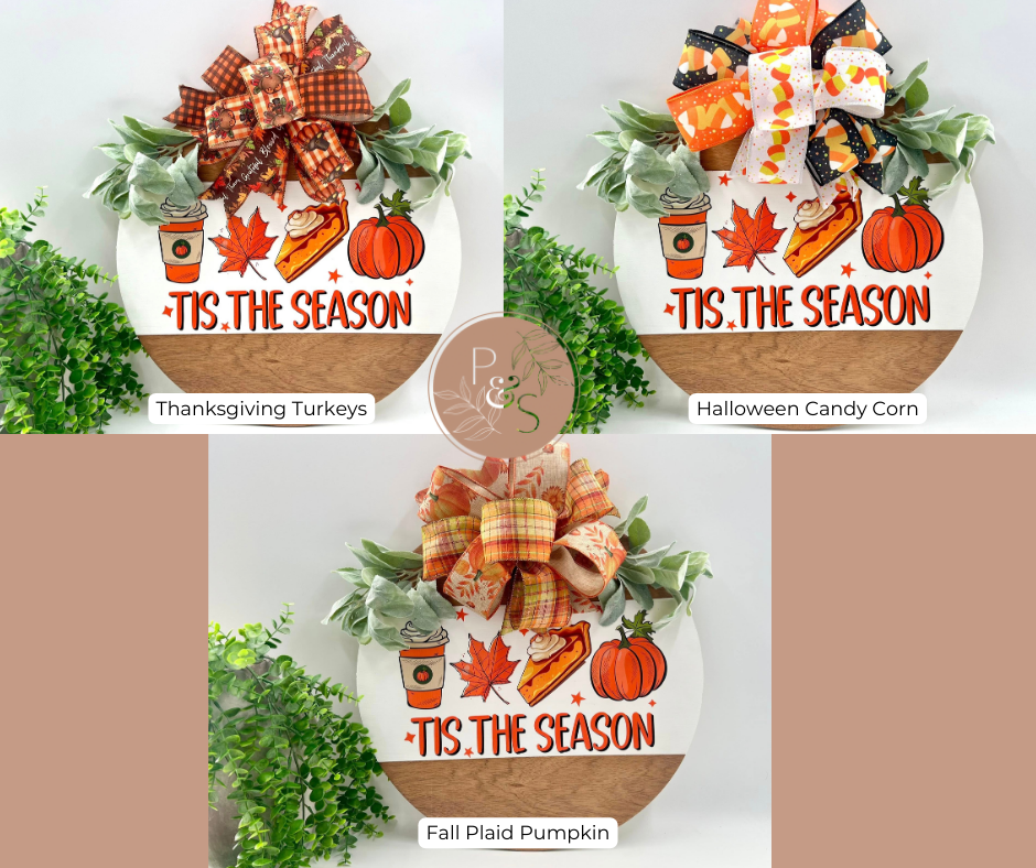 Tis The Season Interchangeable Bow - 18" Door Hanger