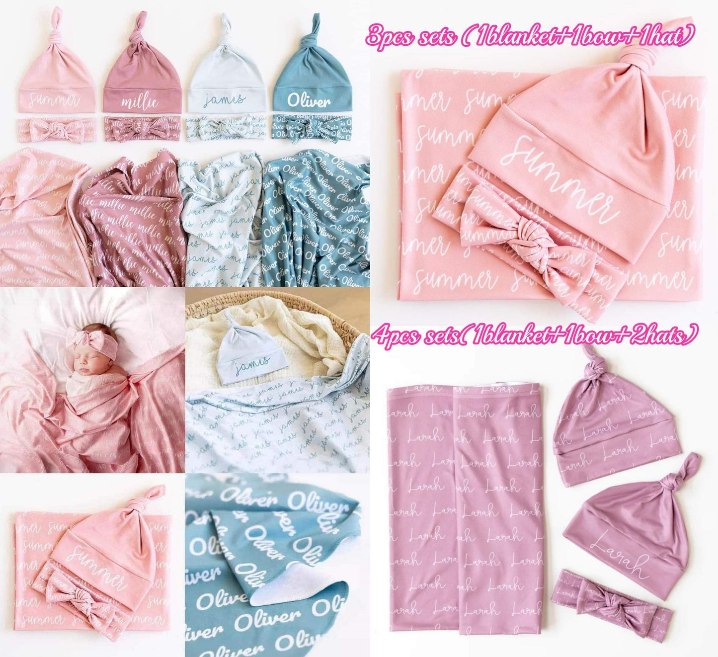 PREORDER: Repeating 3-Piece Blanket and Bow/Hat Set 9.2.25