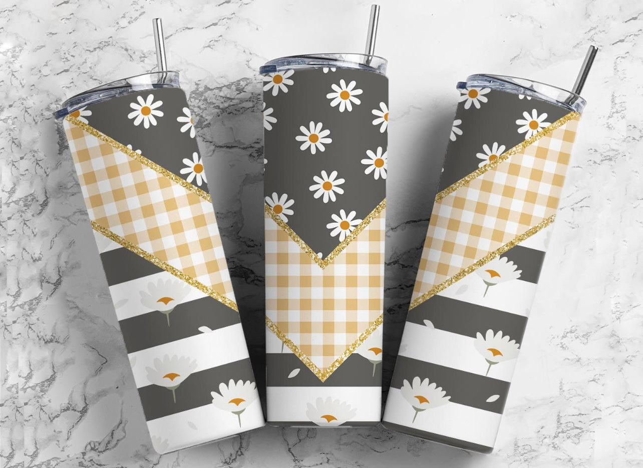 Gray & Yellow Daisy V Split - 20 oz Tumbler