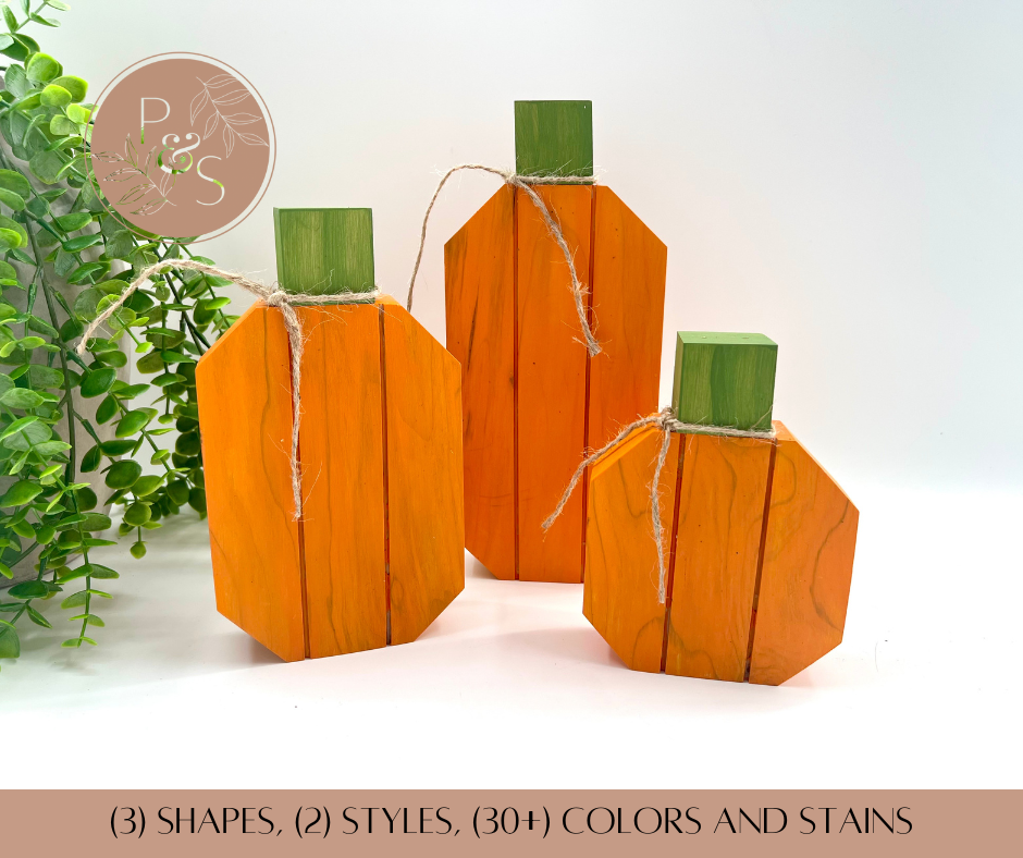 Wood Painted Pumpkins - Set Of 3