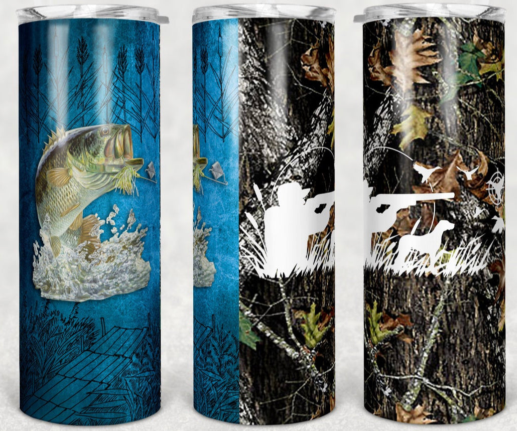 Teal Fishing and Camo Hunting - 20 oz Tumbler