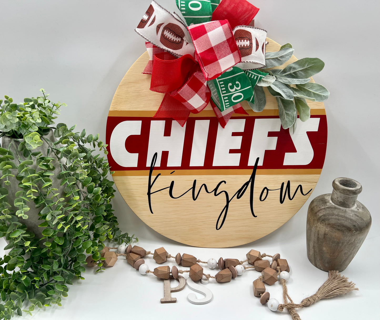Chiefs Kingdom - 18” Natural Door Hanger