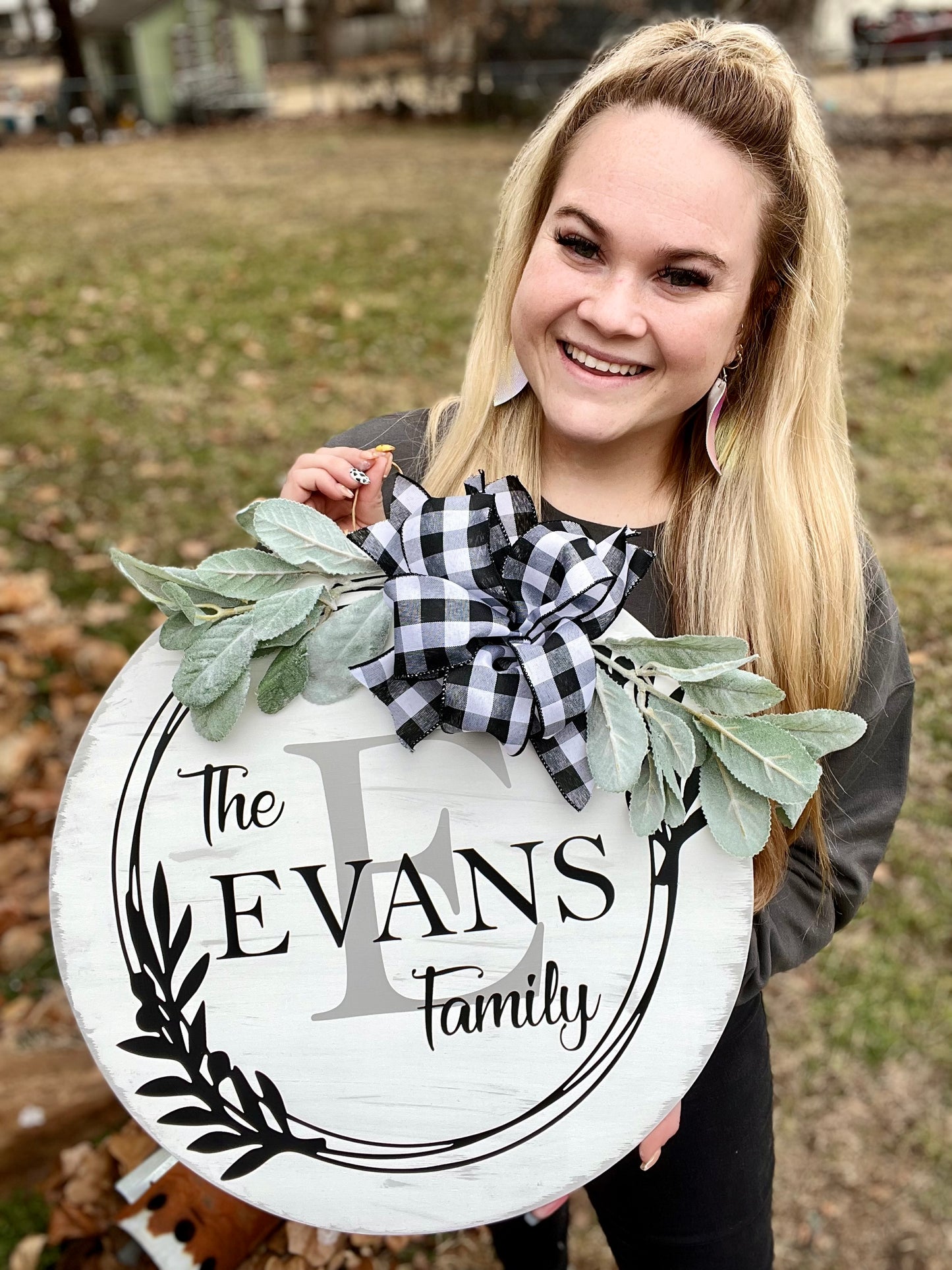 The “Your Name” Family - 18” White Rustic Door Hanger