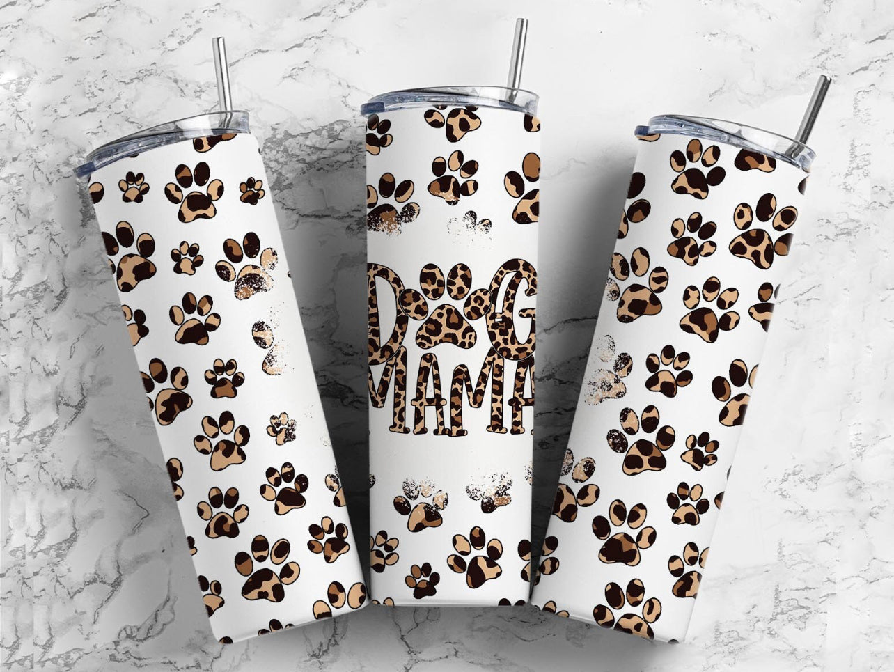 Dog Mama Leopard Print - 20 oz Tumbler