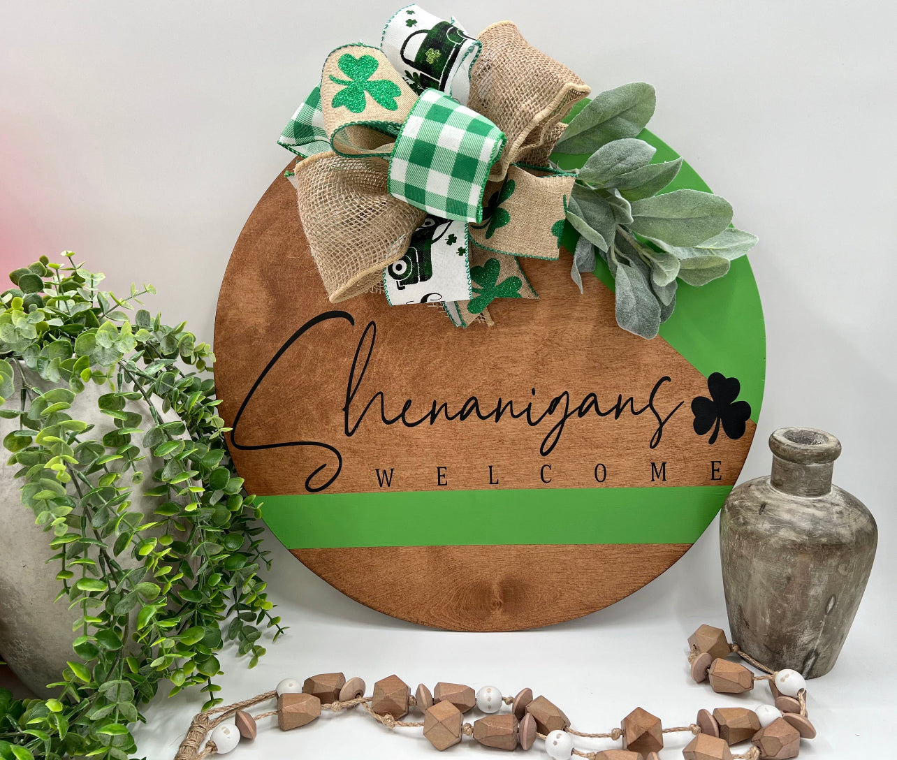 Shenanigans Welcome - Early American - 18” Door Hanger