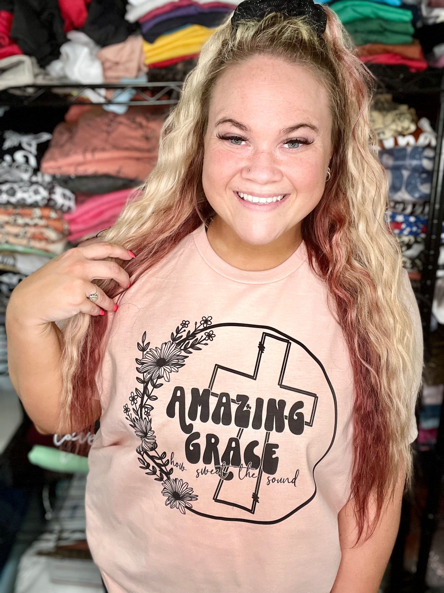 Amazing Grace Floral Circle - Custom Tee