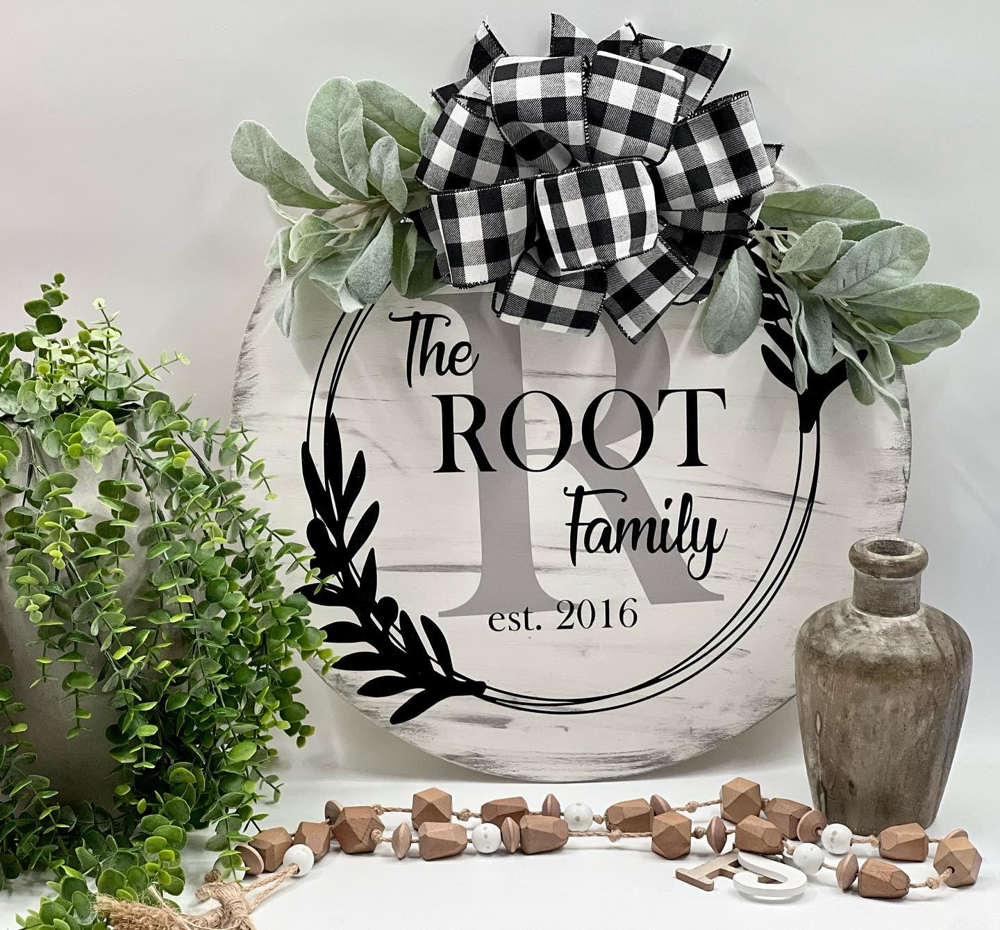 The “Your Name” Family - 18” White Rustic Door Hanger