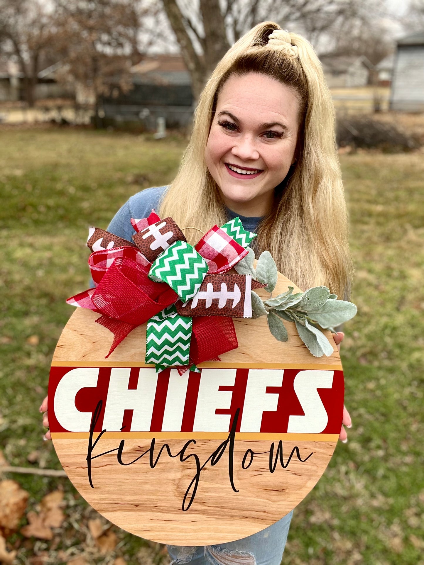 Chiefs Kingdom - 18” Natural Door Hanger