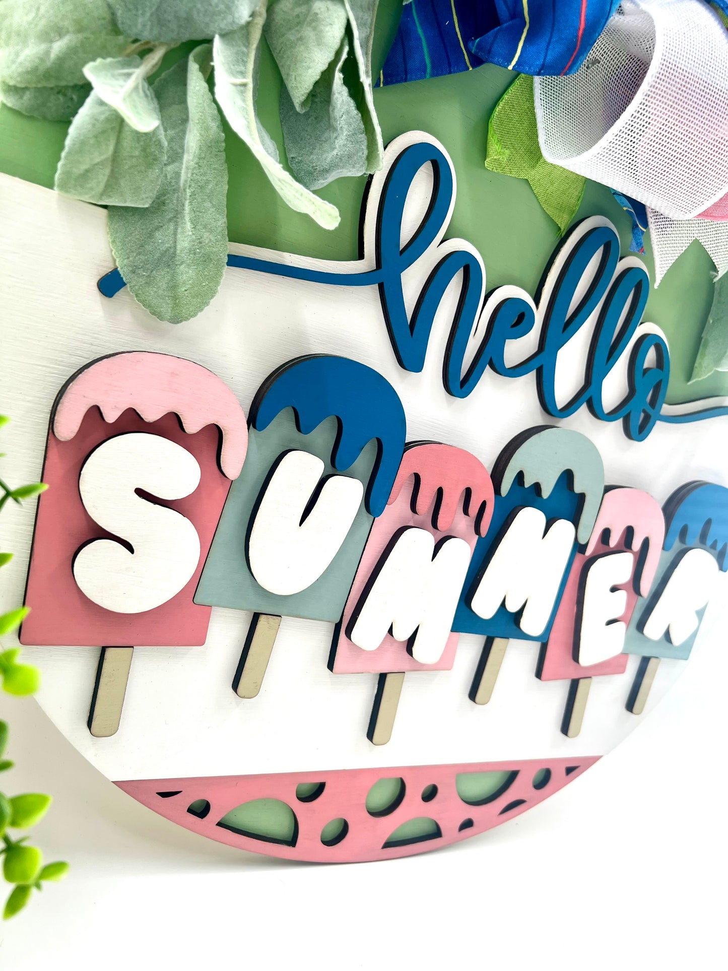 Hello Summer 3D Popsicles - 18” Door Hanger